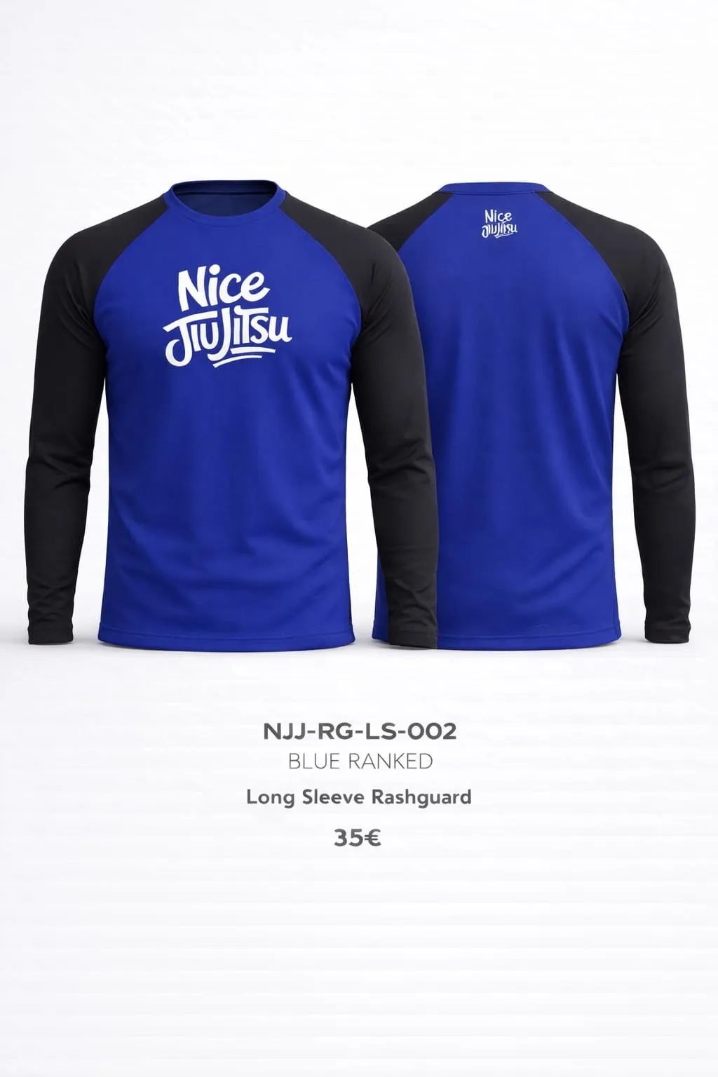 Rashguard Classic bleu à manches longues, logo Nice Jiu Jitsu.